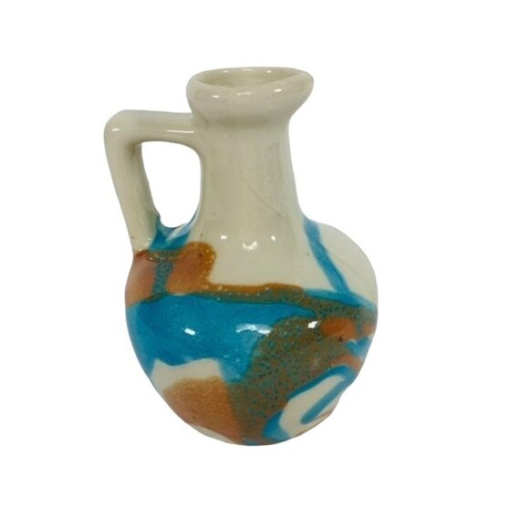 Vintage Art Pottery Pitcher Vase Glaze Cottagecore Rustic Shelf Decor Pottery - Picture 4 of 11